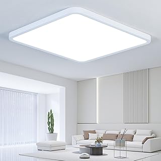 EASY EAGLE Plafonnier LED 50CM, 52W Lampe Plafond Moderne 6500K, IP44 Luminaire Plafonnier Carré pour Salon Salle de Bain Cuisine Salon Chambre Couloir Bureau