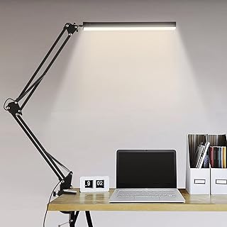 Lampe de Bureau LED Architecte, BIENSER 14W Pliable avec Pince, 10 Niveaux de Luminosité X 3 Modes de Couleur, Réglable, Protection des Yeux, 5V/2A CE Adaptateur Incluse