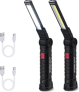 Tolesum Lampe de Travail, Rechargeable COB Baladeuse LED Ultra Lumineuse avec Base Magnétique, 5 Modes, pour Garage, Camping, d