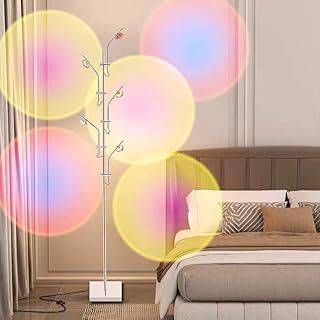 Lampadaire Coucher de Soleil Chromé Réglable à Cinq Têtes Halo Projecteur - 3000K Avec Filtres de Couleur Interchangeables 69in - Lumière d