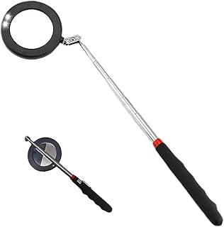 Jvjggag Telescoping Car Inspection Glass - 360 Swivel Tool with LED Light | Mechanic Illuminate Mirror with Handle, Machine Accessory for Auto Repair Garage Workshop, Portable Daily Use Organizer