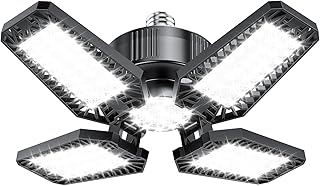 TOPAUBUB Eclairage LED Garage 1 Pièces 20W, 2000LM Lampe Plafonnier LED Garage avec 4+1 Panneaux Déformables 6500K E26/E27 Éclairage Atelier/Cave, Sous-sol (Équivalent à 120 W