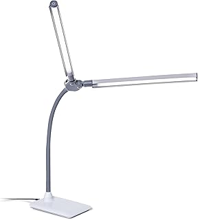 daylight Lampe de bureau LED à double tête DuoPro™ avec abat-jour antireflet, luminosité réglable et IRC 95+ pour des couleurs précises - parfait pour le bureau à domicile, l